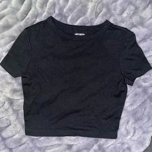 Plain Black Fitted Crop Top